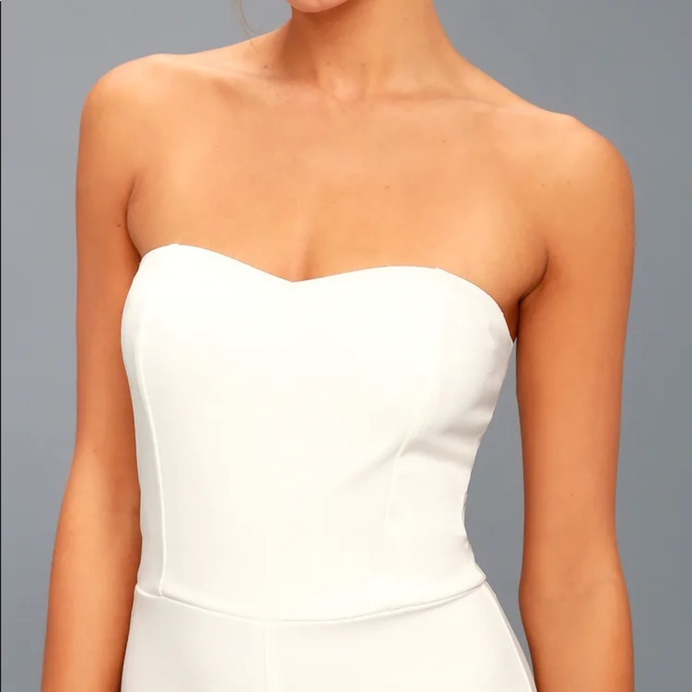 Lulus | Edith White Strapless Jumpsuit - Picture 2 of 9
